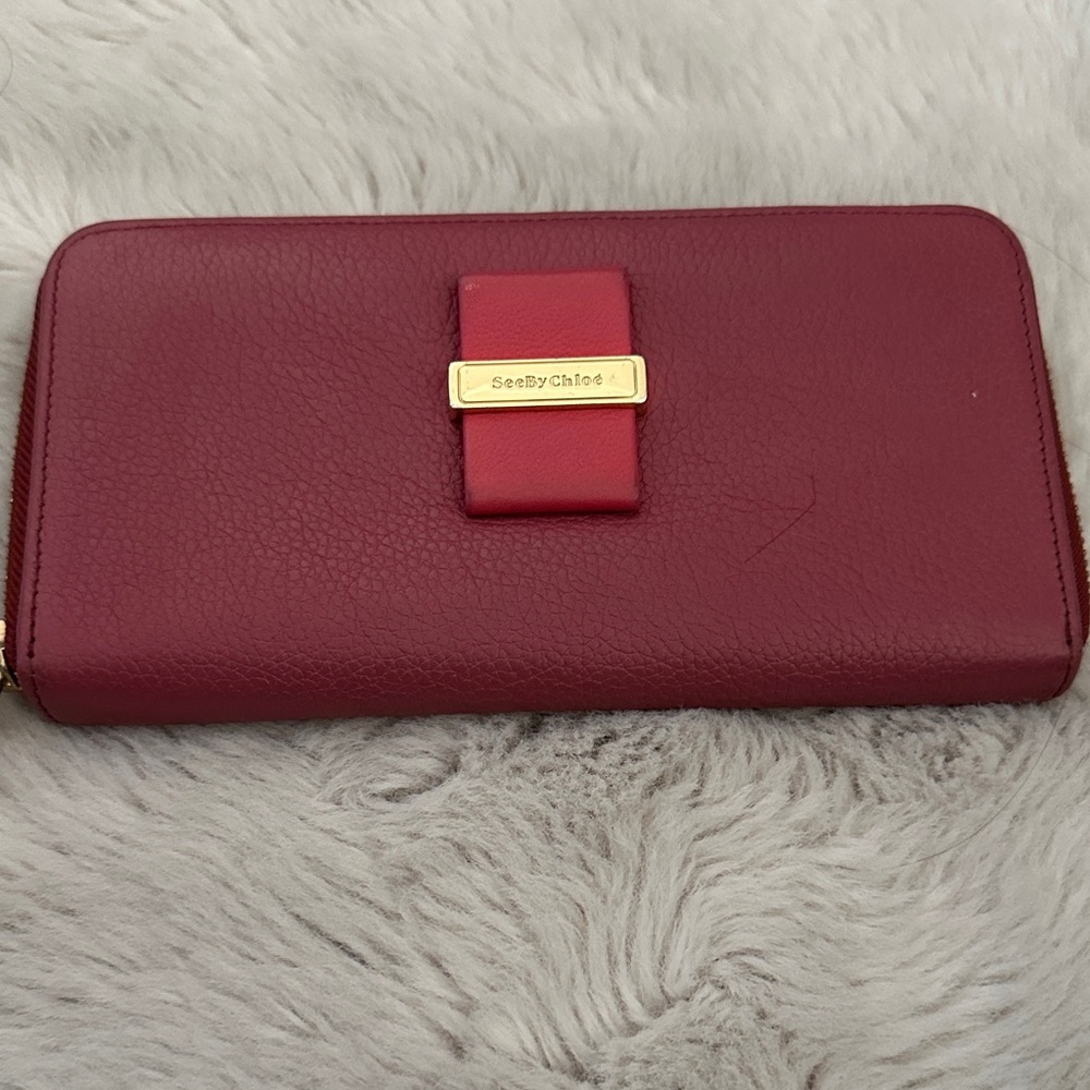 See By Chloe Burgundy Leather Wallet